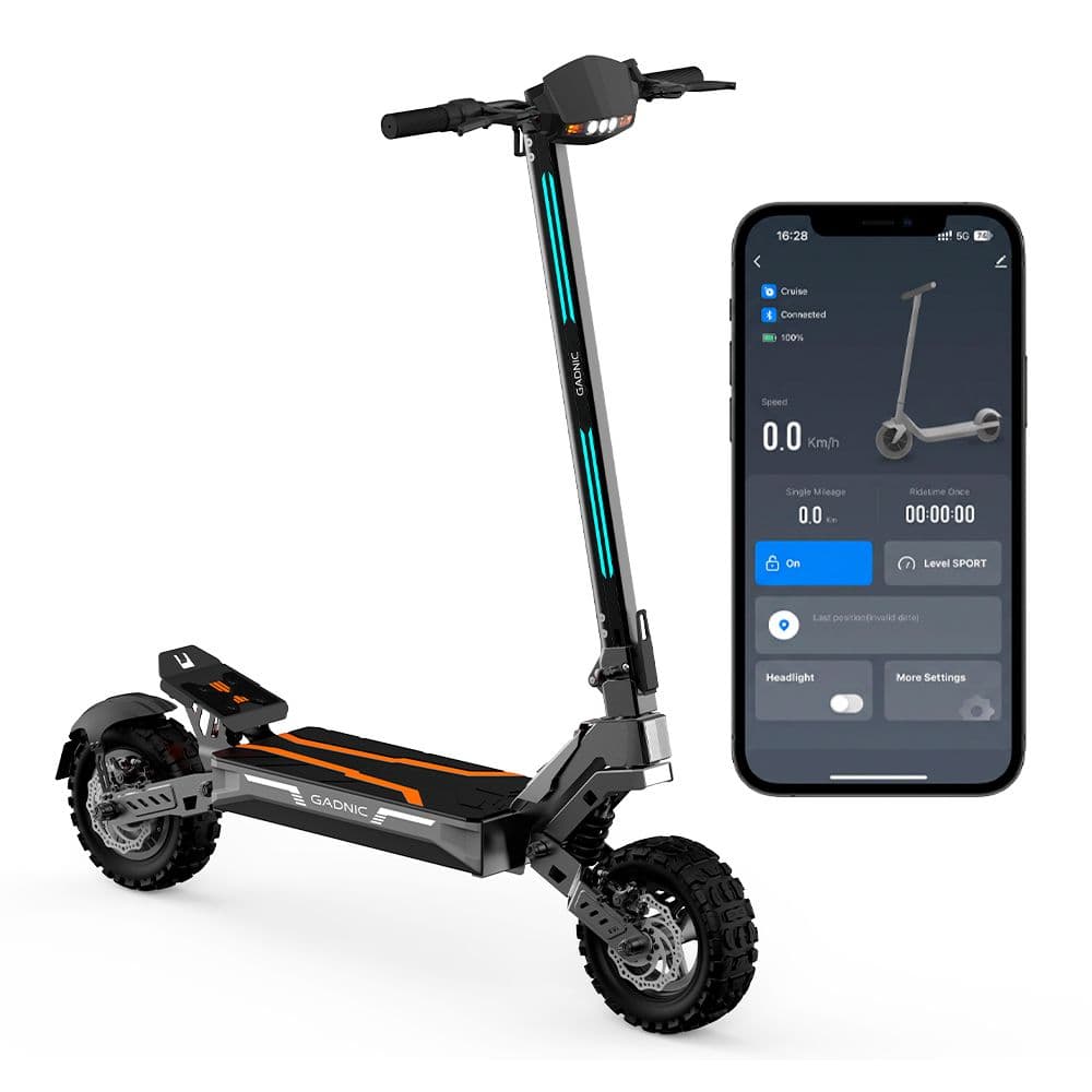 Monopatín Eléctrico Gadnic Motor Potente 1200W Autonomía 80 km Velocidad 55 km/h Neumáticos Todoterreno 11” 