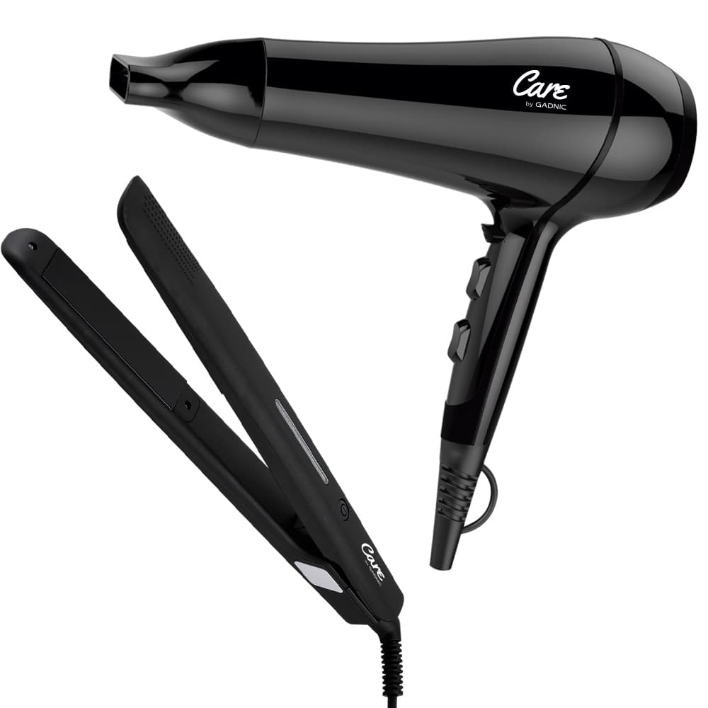 Planchita + Secador de Pelo Care By Gadnic Kit Peluquería Pro Tecnología Cerámica