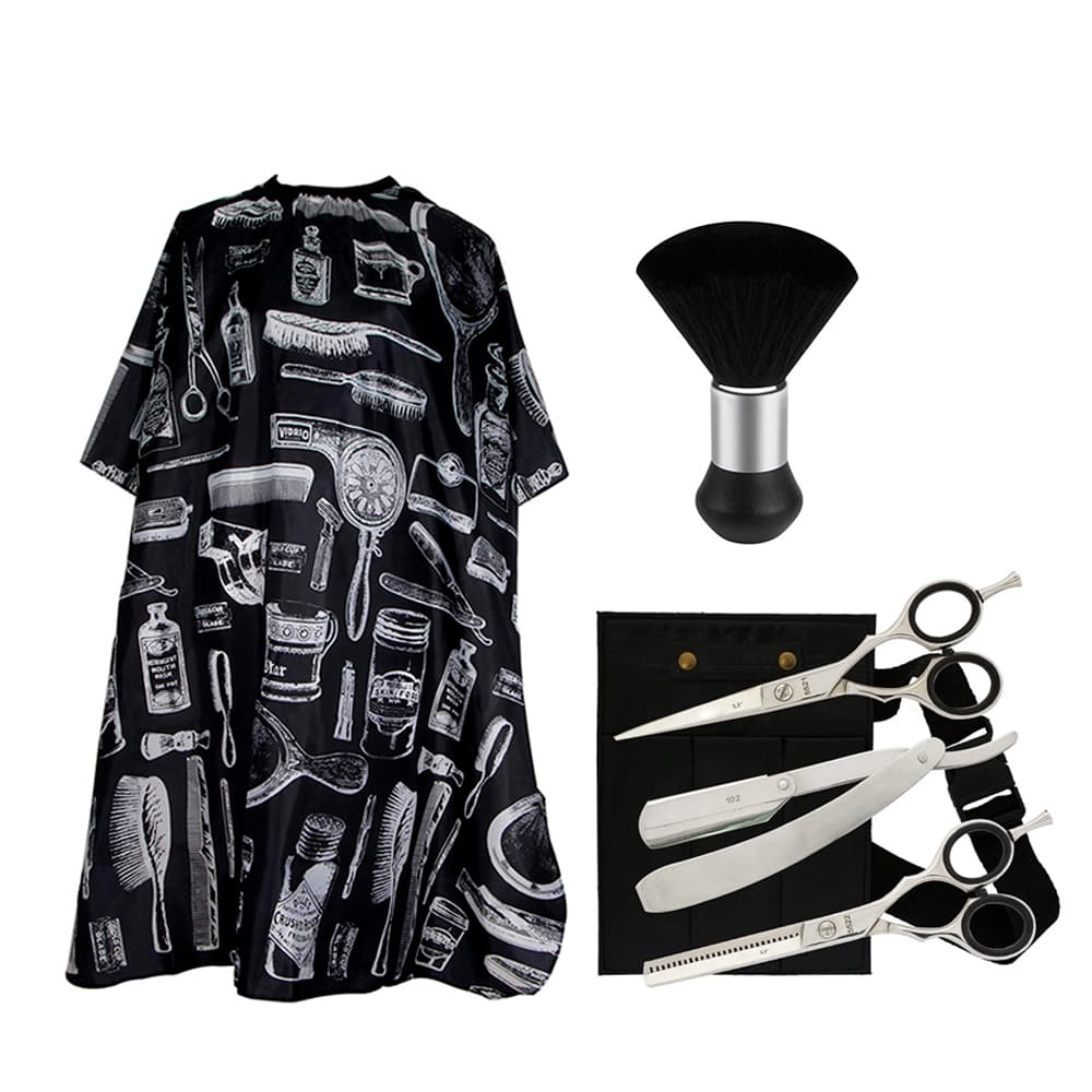 Set Peluquería Barbería Gadnic Tijera de Pulir Navaja  Capa de peluquería  Brocha