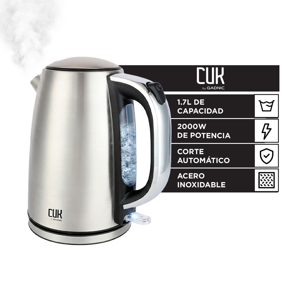 Pava Eléctrica Cuk By Gadnic 1.7L 2000W Acero Inoxidable  