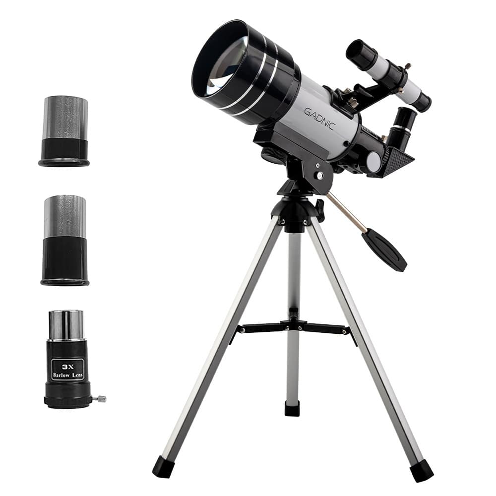 Telescopio Gadnic 300x70 Astronómico 70mm Trípode Oculares 20mm 6mm Barlow x3