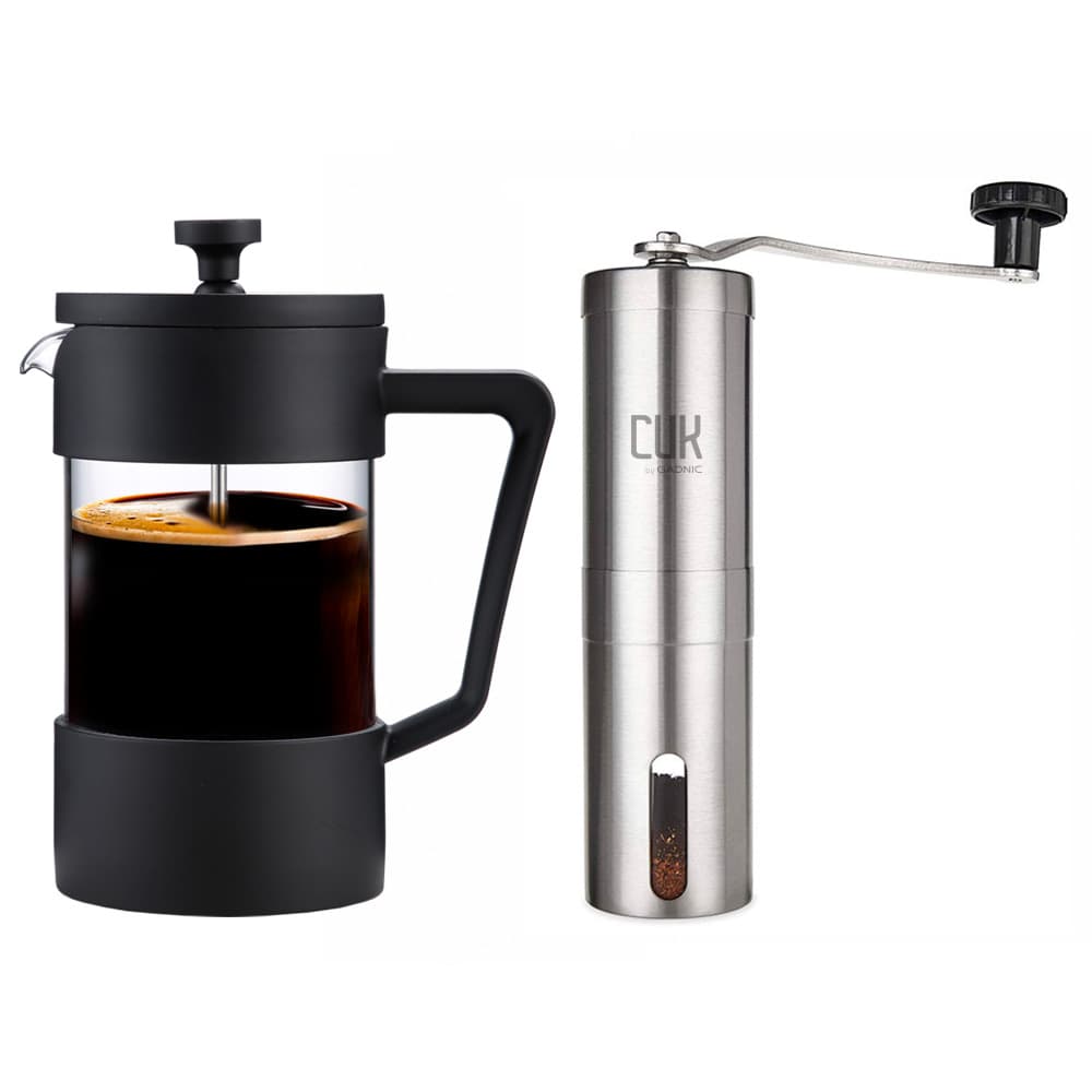 Set Barista Molinillo Cafe Manual + Cafetera Prensa Francesa Manual