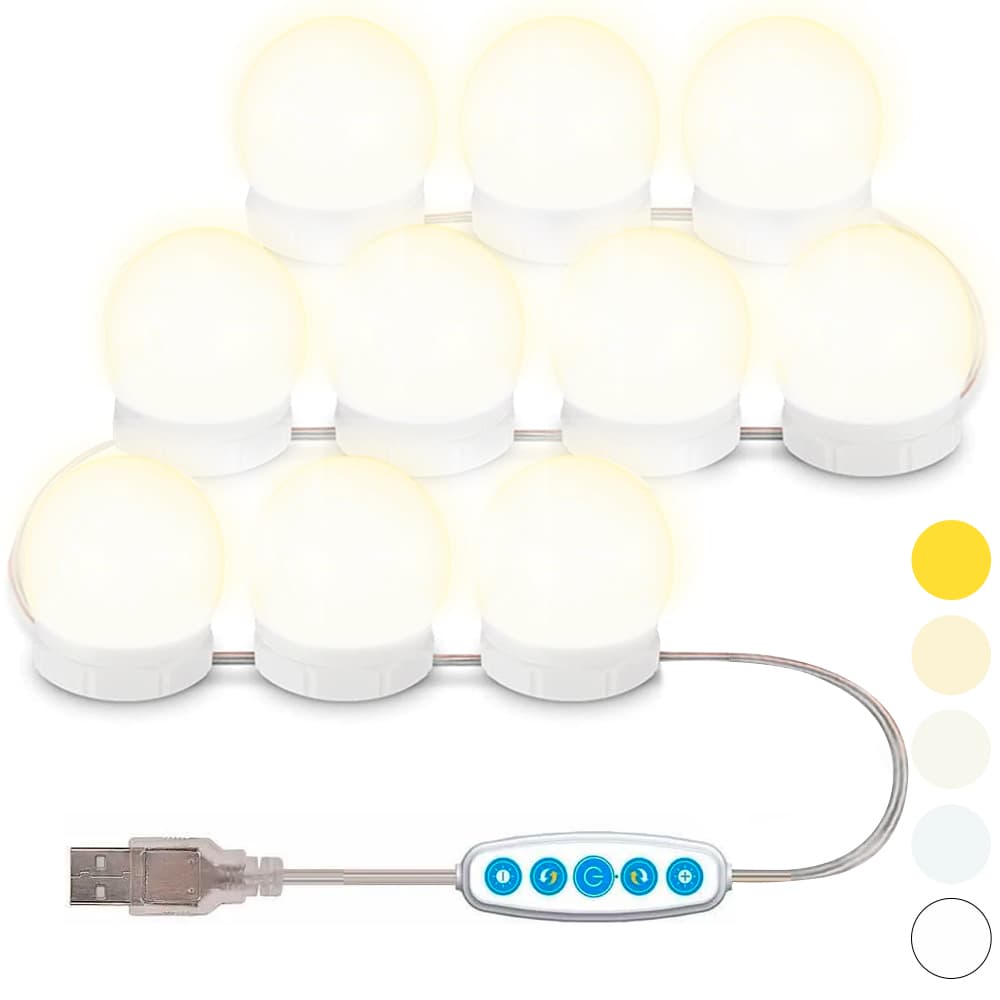 Kit 10 Luces Led Para Espejo Gadnic Z1300 Maquillaje Makeup Usb