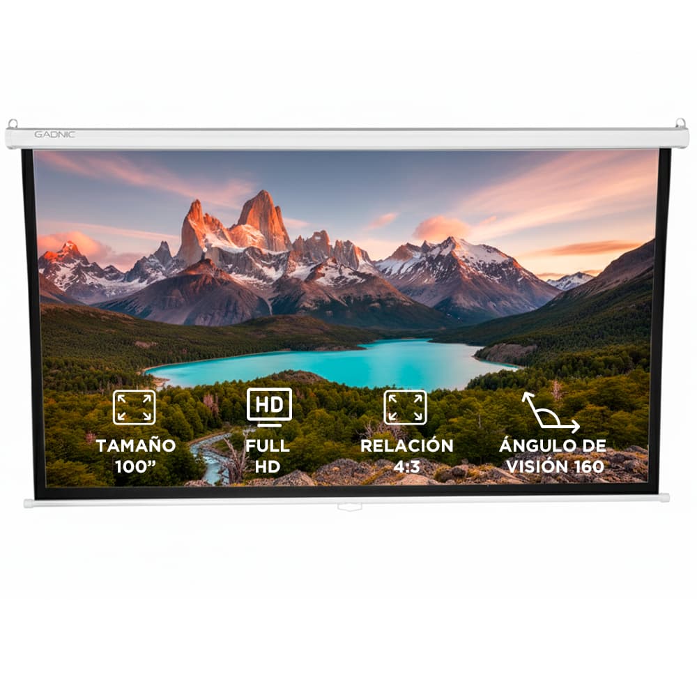 Pantalla Proyector Gadnic 100" Full HD Manual Sistema Auto Lock