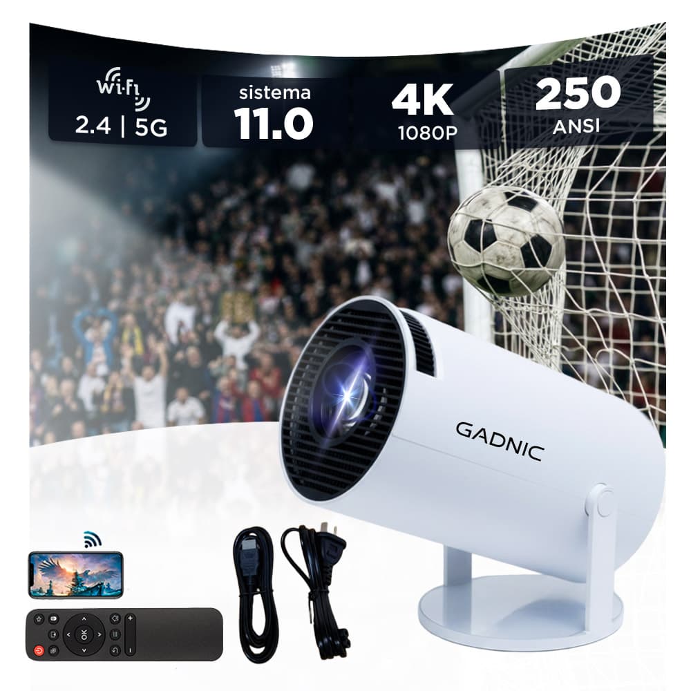 Proyector Gadnic HY300 Pro FHD 4500 Lumenes WiFi Bluetooth Android 11 HDMI USB