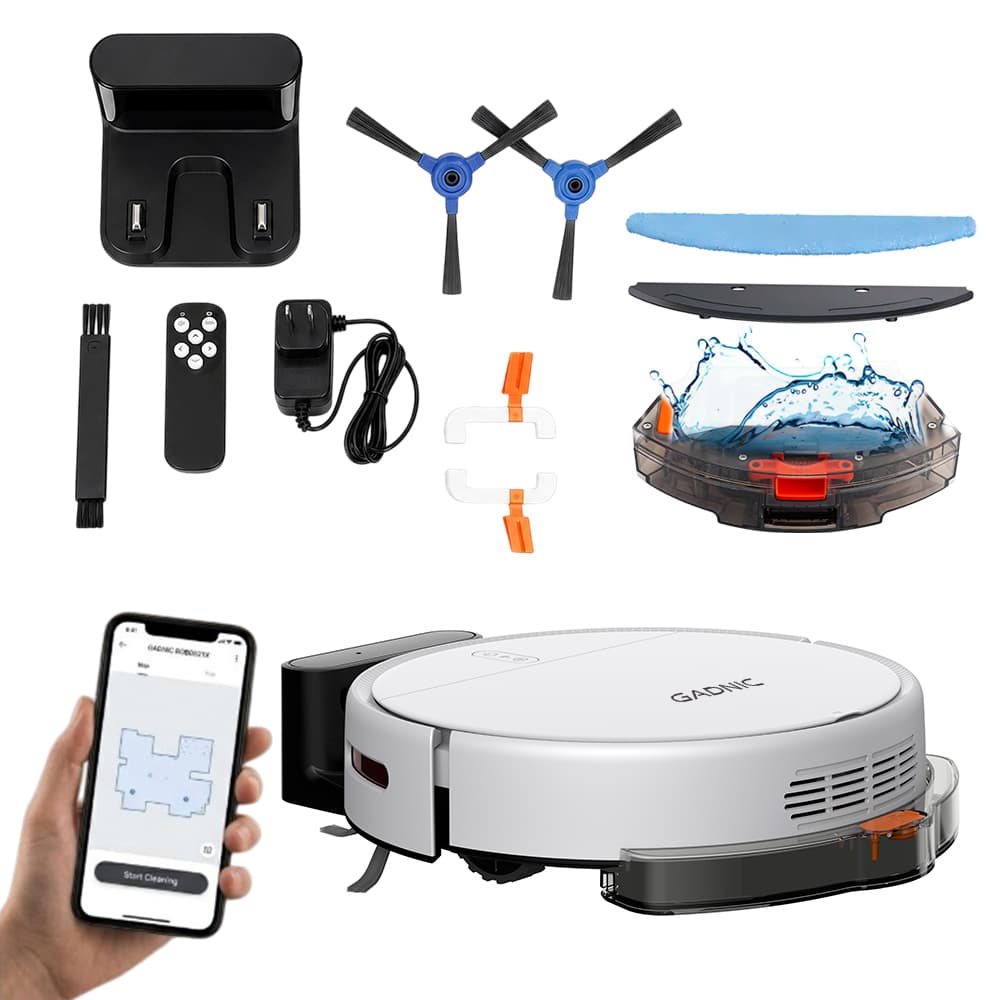 Aspiradora Robot Gadnic Con App Y Control Por Voz 1000 Pa 4 Modos Tanque 150 Ml Depósito 400 Ml