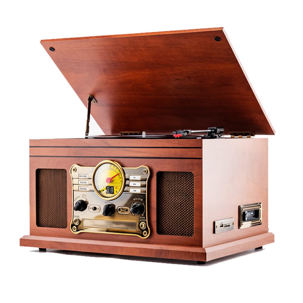 Tocadiscos Gadnic Vintage Bluetooth 3 Velocidades FM USB Cassette